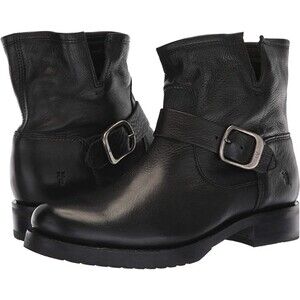 Frye Veronica Ankle Moto Boots, Black Full Grain Leather, Women's 8.5 B,GUC $278